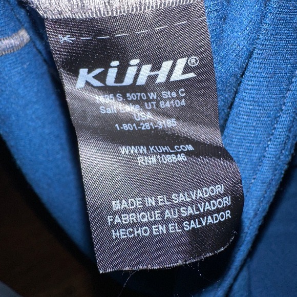 KUHL Mens Akkomplice crew base layer Sweater Blue Long Sleeve 1/4 Zip Pullover L - Picture 3 of 4